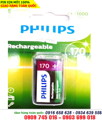 Philips 9VB1A17/97 _Pin sạc 9V vuông Philips 9VB1A17/97 - 9V170mAh chính hãng Philips _Xuất xứ Liên Doanh