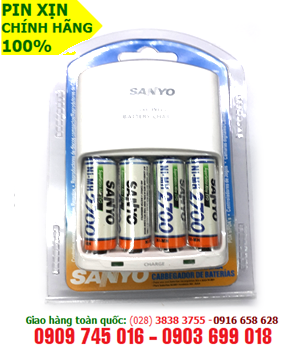 Bộ sạc pin AA Sanyo NC-MQN06U-4AA2700mAh, kèm sẳn 4 pin sạc Sanyo AA2700mAh 1.2v chính hãng Made in Japan