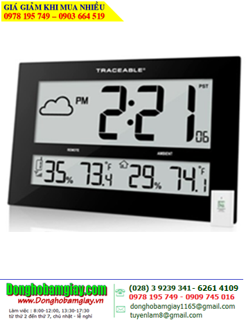 Traceable 1087, Đồng hồ TREO TƯỜNG hiển thị GIỜ-NHIỆT ĐỘ-ĐỘ ẨM có dự báo thời tiết 1087 GIANT-DIGITS Radio Atomic Traceable Clock with Remote |CÒN HÀNG
