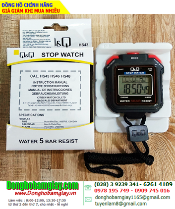 HS43J001Y, Đồng hồ bấm giây Q&Q HS43J001Y (MẪU MỚI-Hàng chính hãng) 